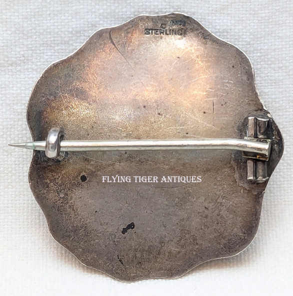 Gorgeous Old 1880s Large Harvard University Seal Brooch in enameled Sterling Silver