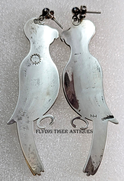 Incredible HUGE 1980s Stephen Hyson Naseyoma Quetzal Bird Earrings