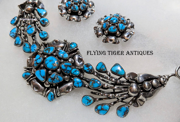 Wonderful Early 1960s Mid-Century Cocktail Gorget & Earrings by FANK PATANIA Sr.