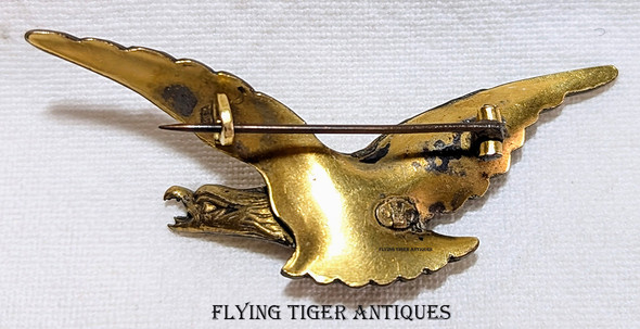 Rare Early WWI French Fix Type Eagle Aviation Patriotic Badge in Gilt Bronze by ORIA
