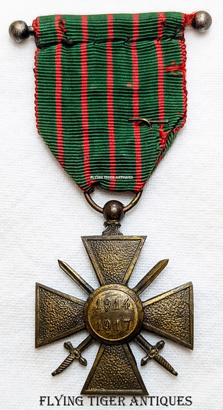 Wonderful 1914-1917 French Croix de Guerre with 2 Palms & 3 Stars & Barbell Suspension