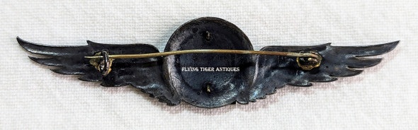 Ext Rare 1930s Royal Siamese Aeronautical Service Air Force Pilot Wing in Enameled Silver