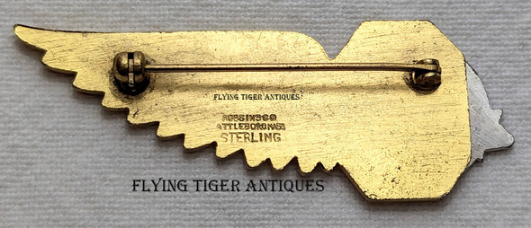 Gorgeous & Ext Rare ca 1940 NEA Northeast Airline Station Manager Wing in Gilt & Enameled Sterling