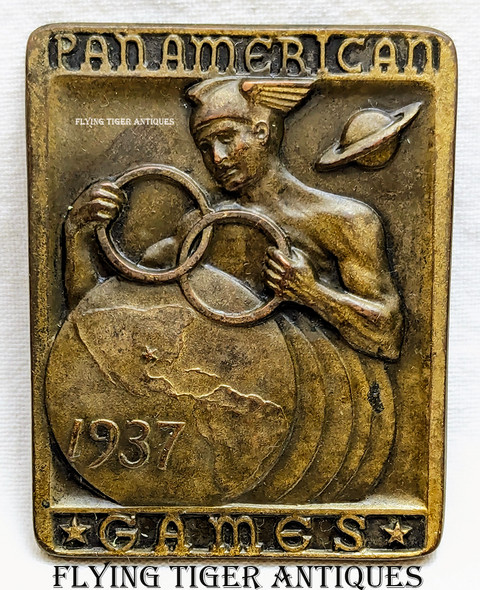 Ext Rare 1937 Pan American Games 2nd Place Bronze Table Medal for Rifle Match No 1