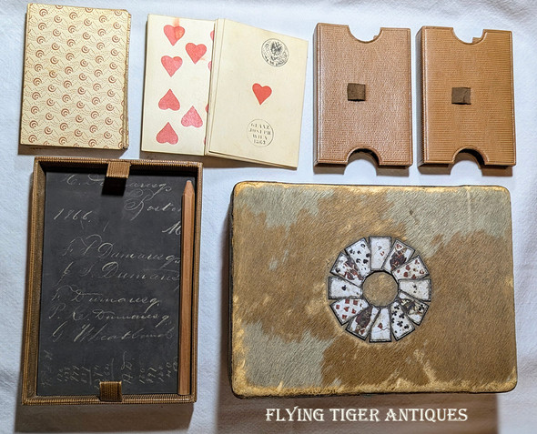 Wonderful Civil War Era 1863 Fur Covered Card Box for the game of Piquet
