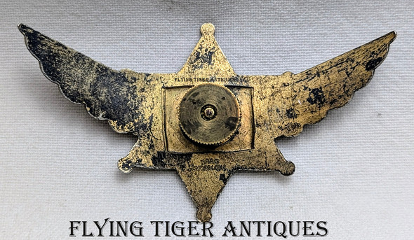 Ext Rare WWII Sterling Los Angeles Co Auxiliary Deputy Sheriff Hat Badge by KAAG All They Wore!