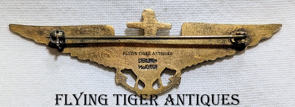 Beautiful 1930s USN Pilot Wing in 10K GF on Sterling Unmarked by Blackinton