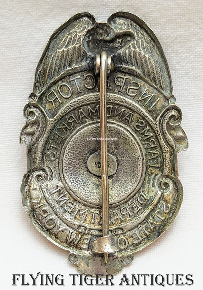 Great Old ca 1900 NY Farms & Markets Dept Inspector Badge # 35 by Quayle Albany