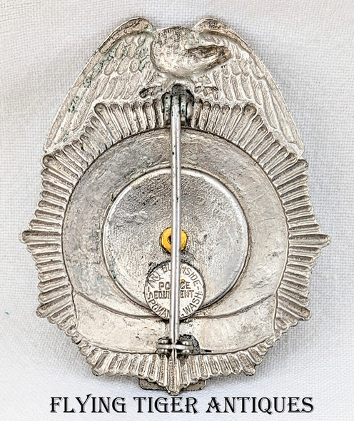 Ext Rare Short-lived Late 1930s Omaha NE Eagle Top Sunburst Police Badge # 281 by Art Burnside