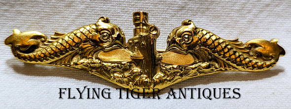 Gorgeous Minty Late 1930s - Early WWII BB&B Made USN Submarine Officer Dolphins in Gilt Bronze