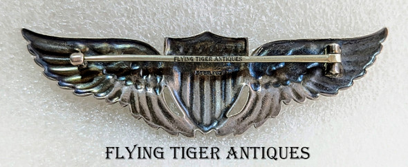 Great "Been There" Iconic WWI US Air Service Pilot Wing by Robbins in Sterling Silver & 14K Gold
