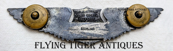 Lovely Textbook Example of a WWI USAS Pilot Jr. Military Aviator Wing by G.W. Haltom of FT Worth TX