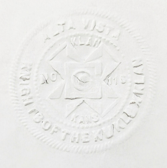Extremely Rare 1920s Alta Vista Klan No 116 Official Seal Knights of the Ku Klux Klan KKK