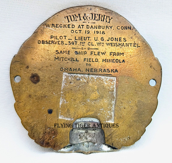 WWII Curtiss JN 4 HG "Jenny" Data Plated with Aircraft Name & Historical Info Engraved on Reverse