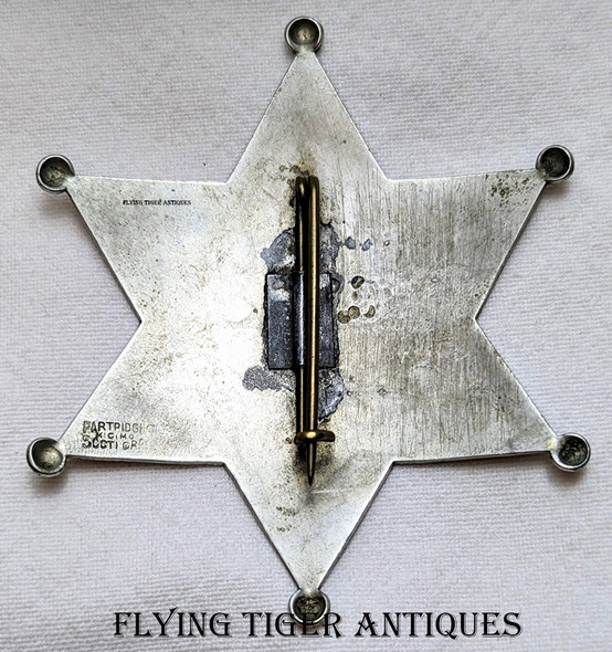 BUTCH & SUNDANCE!! HUGE & Wonderful 1890s Thermopolis Wyoming Town Marshal 6 pt Star Badge