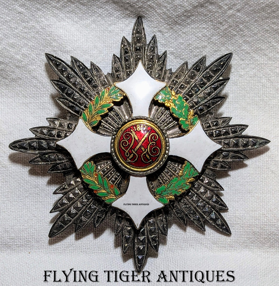 WWI era Italian Military Order of Savoy Ground Cross Breast Star in Silver & Gilt Enameled Bronze