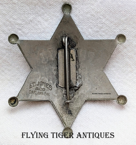 1920s-1930s Private Detective 6-pt Ball Tip Star Badge by Ed Jones