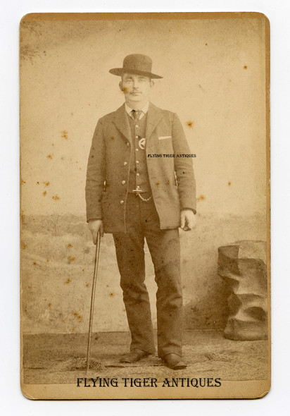 Wonderful 1870s-1880s Large Format CDV of Old West Lawman with Unique 4 Point Circle Star Badge