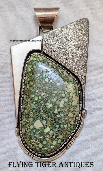 LARGE Modernist Native American Pendant with Gorgeous Variscite by the Christian Wolf Shop