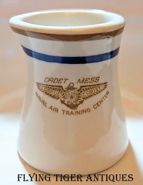 WWII 1943 USN Corpus Christi Naval Air Training Center Cadet Mess Creamer by Iroquois China