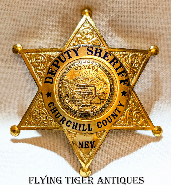 Great ca 1950 Churchill County, Nevada Deputy Sheriff 6-point Star Badge by Ed Jones
