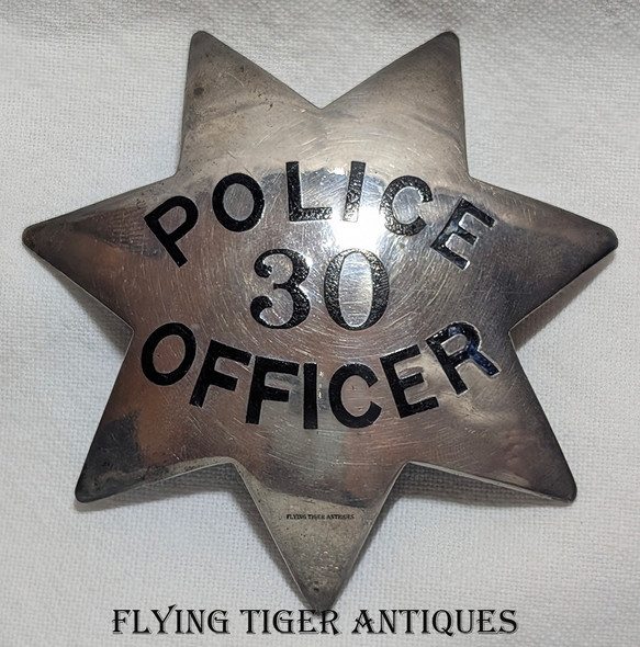 Gorgeous 1900s-1910s Oakland CA Police Officer Badge # 30 in Sterling by Ed Jones