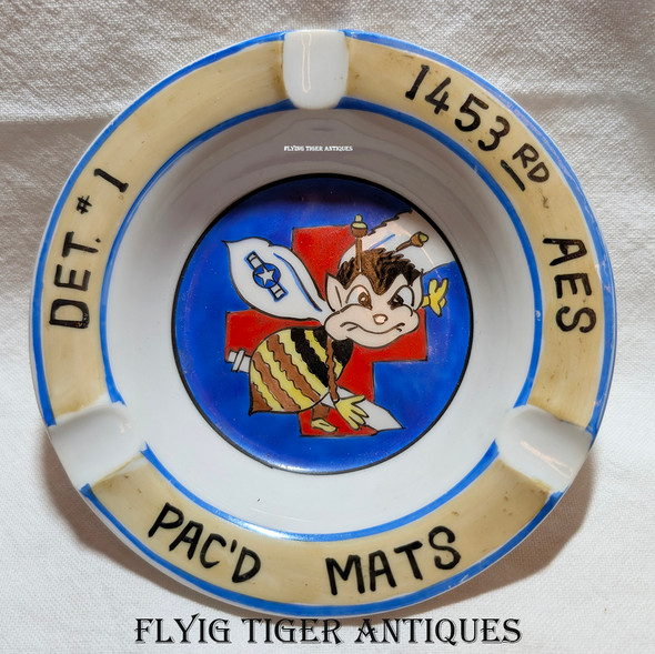 Great Korean War era USAF 1453rd Aeromedical Evac Squad MATS Det # 1 Japanese Made Ashtray