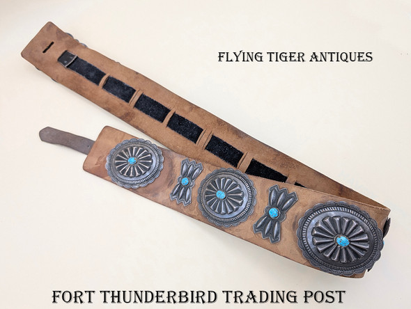 Iconic 1920s Navajo Silver & Godber-Burnham Turquoise 3rd Phase Concho Belt by Hosteen Goodluck