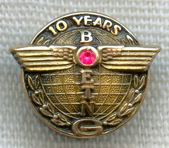 1960's Boeing Aircraft 10 Years of Service Pin in 10K Gold