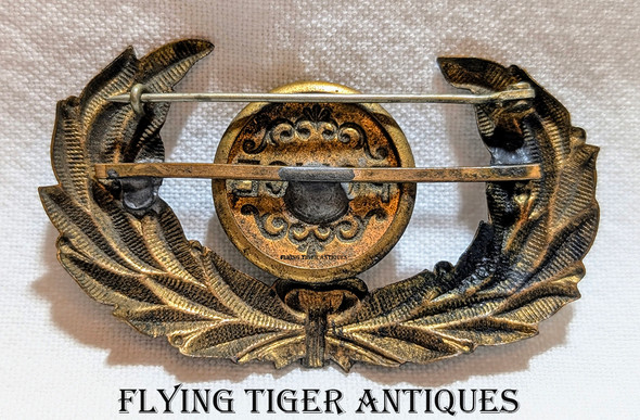 Great 1890s Police Helmet Hat Badge with Round Police Seal with Pinback