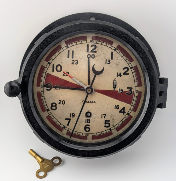 Scarce WWII US Navy Ship's Radio Room Clock by Chelsea