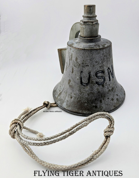 Nice WWII US Navy Bronze Harbor Boat Bell & Mounting Arm
