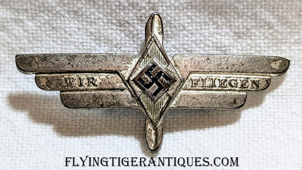 Extremely Rare Ca 1935-1937 Hitler Youth Wir Fliegen Flying Badge Code: gmng20006hy
