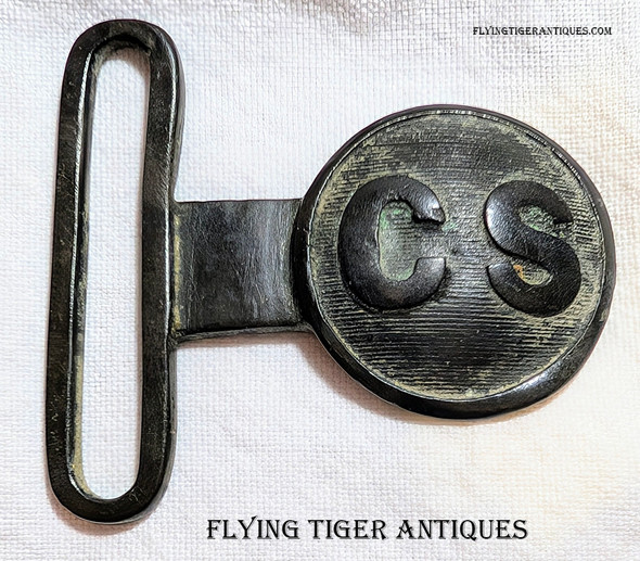 Beautiful Dug Civil War CS Interlock Buckle Tongue Great Patina