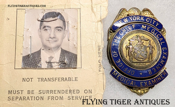 Rare 1950s New York City Medical Examiner Badge with Partial Credentials & Wallet