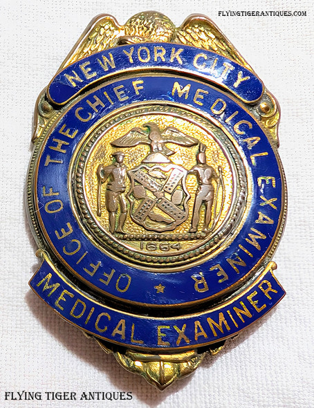 Rare 1950s New York City Medical Examiner Badge with Partial Credentials & Wallet