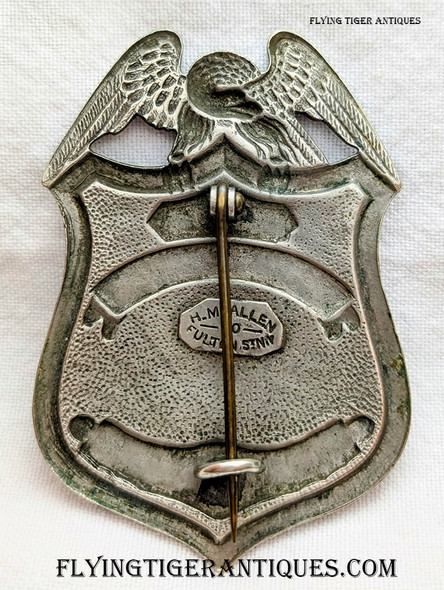 Ext Rare ca 1908 First Issue Palisades Interstate Park NY & NJ Patrol Badge # 10 by H.M. Allen NY