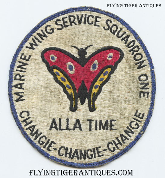 Rare K.W. USMC-Marine Wing Service Sq.1 LARGE Duty Worn Jacket Patch Japanese Made Hand Embroidered