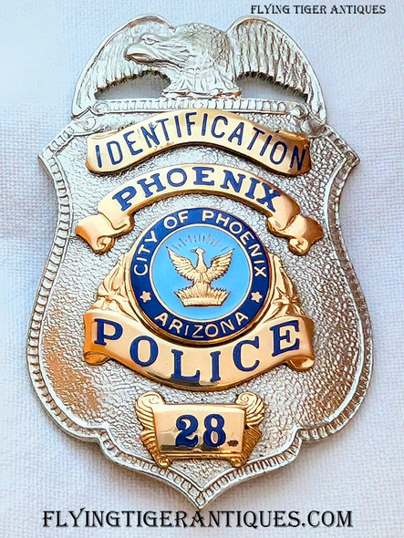 Rare 1970s-1980s Phoenix AZ Police Identification Officer Badge # 28 by Entenmann Rovin