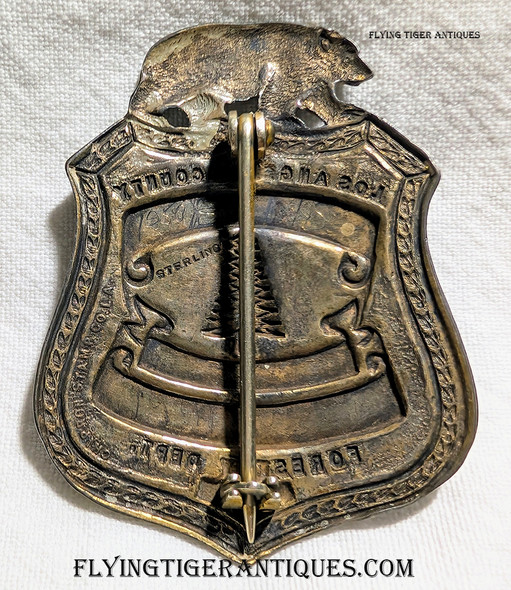 Ca 1943 Ventura Co CA Assistant Fire Warden Badge in Sterling Silver