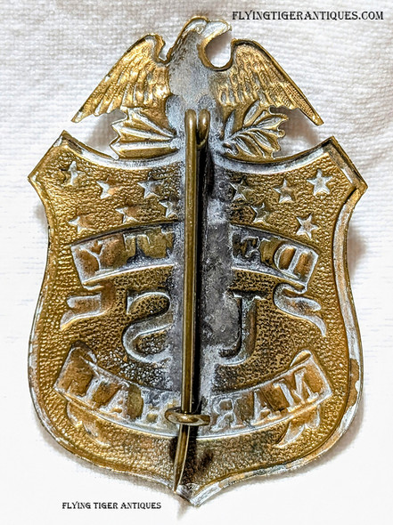 Great Old 1880s-1890s Chief Deputy US Marshal Badge in Gilt Stamped Brass