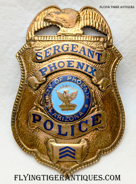 Great ca 1993 Phoenix AZ Police Sergeant Badge by Ent Rovin with Great Duty Wear