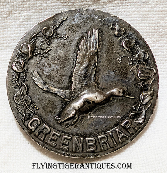 Ext Rare ca 1953 Greenbriar Hunting Club Member Badge from Stuttgart Ark in Sterling Silver
