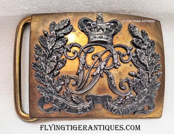 1880s-1890s British Victorian Era Heavy Cavalry/Dragoon Officer Waist Belt Buckle in Silver & Bronze