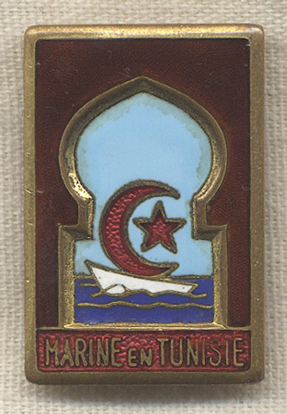 Beautiful 1947 French Navy in Tunisia Badge/Insigne Marine en Tunisie Augis Lyon