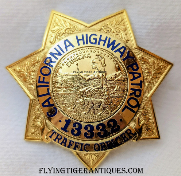 Great 1989 California Highway Patrol "Rejected" Badge # 13332 by Williams & Anderson of RI