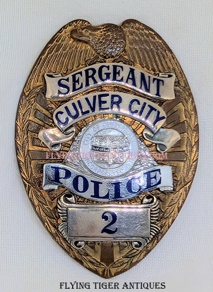 Wonderful 1930s-1940s Culver City CA Police Sergeant Badge #2 by Entenmann