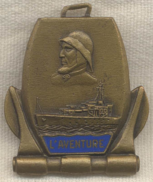 1945-1951 French Badge by Augis for the Ship "Adventure"/Insigne Pour Patrouilleur L'Aventure