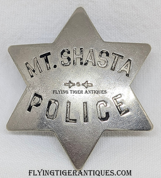 Ext Rare 1910s – 1920s Mt. Shasta CA Police 6-pt Star Badge