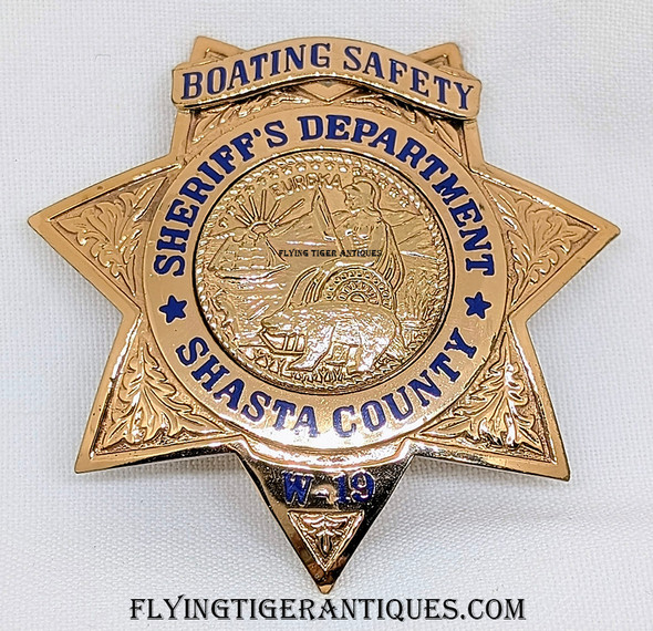 Beautiful & Rare 1989 Shasta County California Boating Safety Deputy Badge # W-19 by Entenmann-Rovin